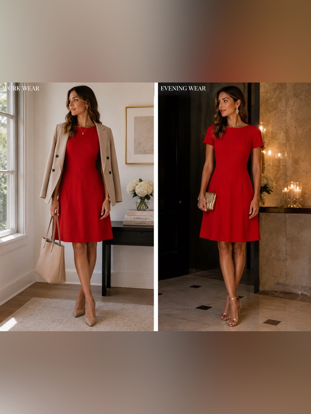 Goat London Red A-Line Dress Sz 0 Keyhole Back Fit Flare Classic Career British